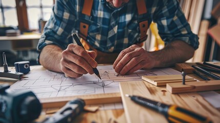 Fototapeta premium Carpenter Designing Furniture