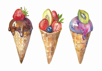 Chocolate and fruit ice cream 