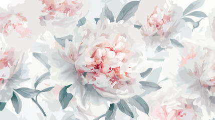 White watercolor peonies bouquets floral pattern pape