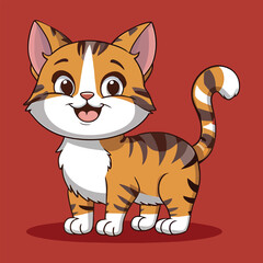 cartoon cat vector cat vector cartoon smile and talking style Cartoon cat set with different poses and emotions. Cat behavior, body language and face expressions. Ginger kitty in simple cute style, is