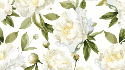 White watercolor peonies seamless floral pattern pape