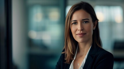 Naklejka premium Portrait of a attractive business woman at office : Generative AI
