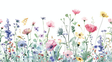 Wild flower garden with watercolor for wedding birthd