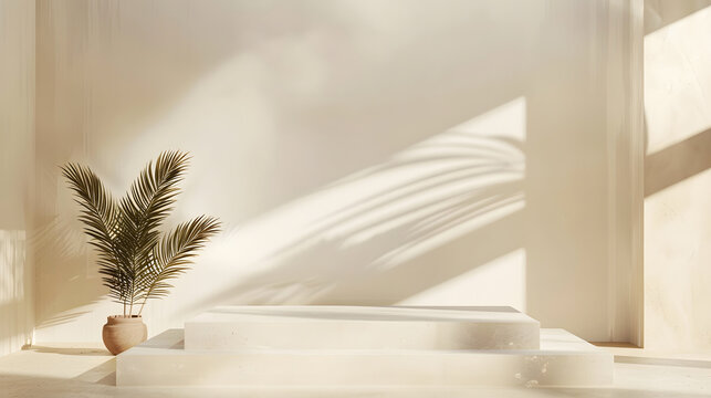 Podium display on pastel platform display background,clean design. serving backdrop for minimalist product luxury lifestyle display stage. abstract, pedestal, stand, scene, geometric, showcase