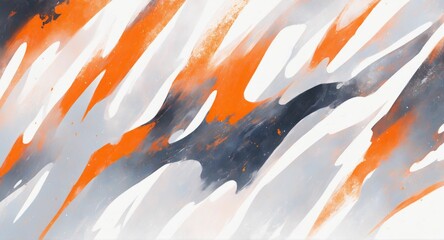 Abstract Pattern with Acrylic Pouring Texture in Blue, Orange, and Gray Palette on White Backdrop