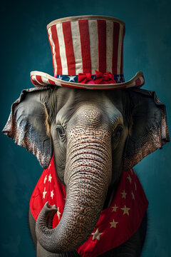 red republican elephant in uncle Toms hat

