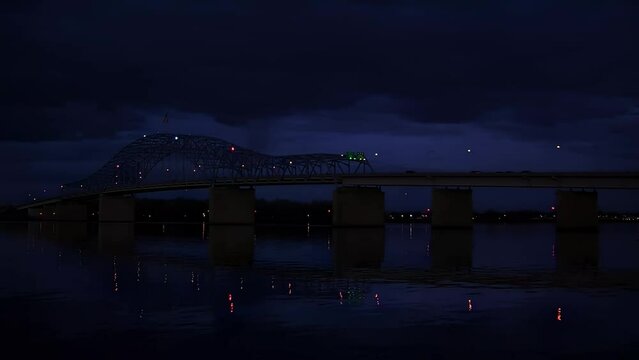 Pioneer Bridge (Blue Bridge) at Dusk - Kennewick, WA