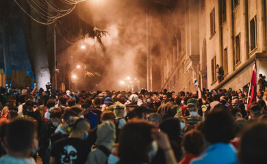 Tbilisi, Georgia: May  2024 year The rally on Rustaveli Avenue, the slogan of the rally is not...