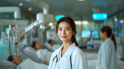 Fototapeta premium Portrait of a female doctor visiting a patient