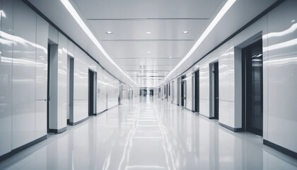 White long corridor in a modern building, ai