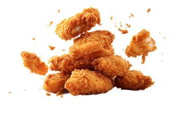 Crispy Delights: A Pile of Golden Fried Chicken on a Clean Canvas on a Clear PNG or White Background.