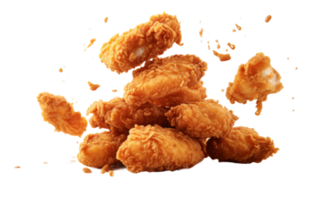Crispy Delights: A Pile of Golden Fried Chicken on a Clean Canvas on a Clear PNG or White Background.