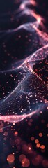 Obraz premium Abstract digital wave of particles. Future technology background. Neon glowing dots and lines. Perfect for tech, AI, and futuristic themes.