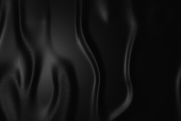 Luxurious waves of black leather create a soft, flowing effect, perfect for a sophisticated and elegant textile background