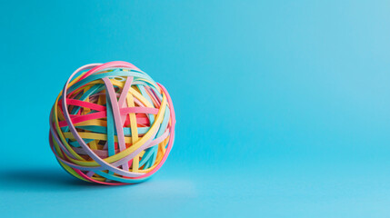 Set of stationery with colorful rubber band ball 