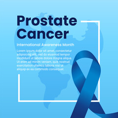 Prostate cancer awareness month poster design with blue colour