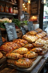 Assorted pastries displayed at argentinian empanada stall