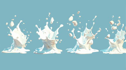 Animation sprite sheet of milk splashes isolated on background