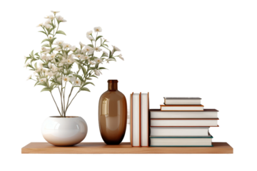 Blossoms and Knowledge at Rest on a Clear PNG or White Background.