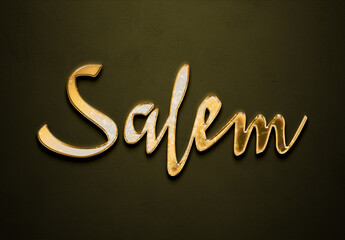 Old gold text effect of Arabic name Salem with 3D glossy style Mockup.