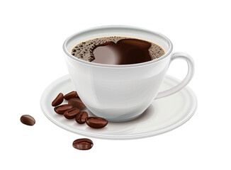 Create an image of a fragrant cup of coffee on a white background.png.