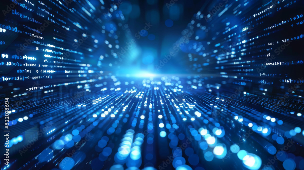 Aufkleber abstract data visualization with blue light effects, representing digital information and futuristic