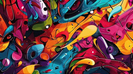 Vibrant Abstract Surreal Composition in Chaotic Vibrant Color Blend