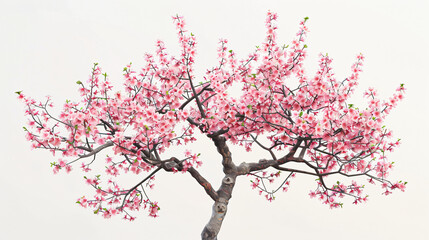 Beautiful blossoming sakura tree on white background -