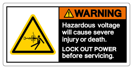 Warning Hazardous voltage will cause severe injury or death Symbol Sign, Vector Illustration, Isolate On White Background Label .EPS10