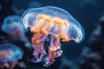 Obraz premium Group of jellyfish swimming in ocean