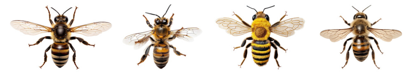 Fototapeta premium Bee png element set on transparent background