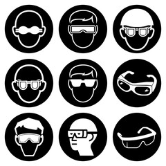 Safety Glasses Set Symbol Sign, Vector Illustration, Isolated On White Background Label. EPS10