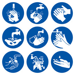 Wash Your Hand Set Symbol Sign,Vector Illustration, Isolated On White Background Label. EPS10