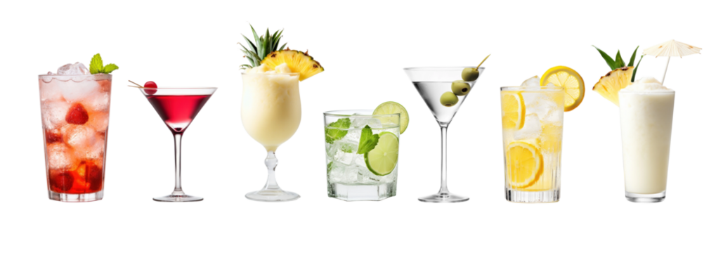 Glass of cocktail png element set on transparent background