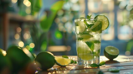 Mojito fresh drink illustration generated by AI