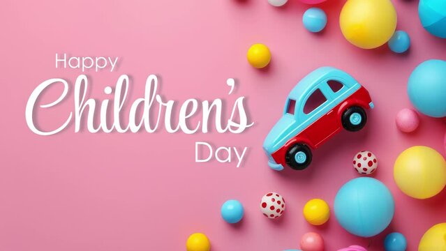 Children's day animated happy children's day lettering text background greeting world children's day 3d 4k