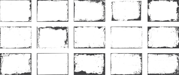 Set of frame different distressed black texture. Distress overlay vector textures. Set of dotted abstract frame. Distressed overlay texture.	