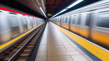 Obraz premium Speeding Subway Train Blur: Great Option for Advertisement Background