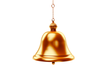 The Melodic Whisper of a Golden Bell on a Clear PNG or White Background.