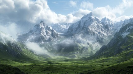 Fototapeta premium Mountain landscape nature backkgroundd illustration geenerated by AI