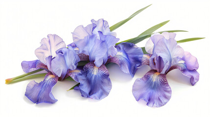 Beautiful violet iris flowers isolated on white