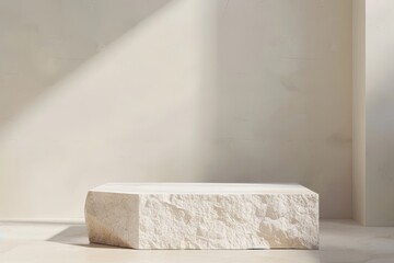 Stone bench in corner of room