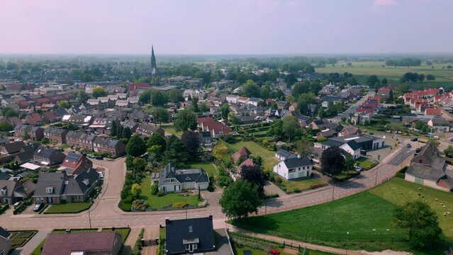 Panorama over Cranendonck Budel skyline during spring Dutch village in Brabant