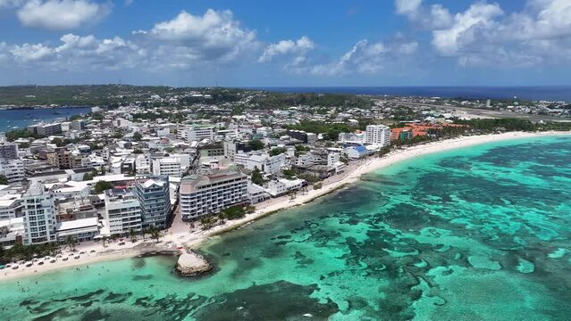 San Andres Island At San Andres In Caribbean Island Colombia. Tropical Scenery. Cityscape Landscape. San Andres At Caribbean Island Colombia. Tourism Background. Downtown Island.