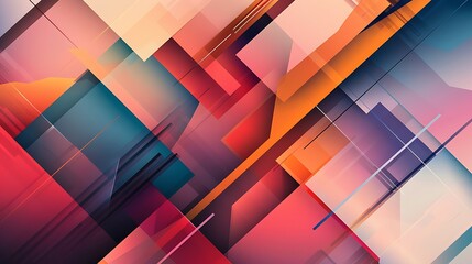 Obraz premium Dynamic Geometric Vector Background with Overlapping Shapes in a Structured and Modern Design, Front View with Technology Tone in Complementary Color Scheme