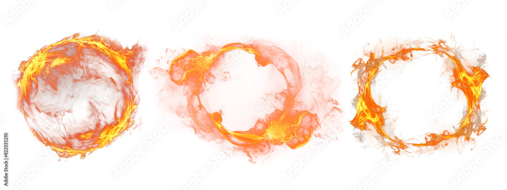 Poster fire circle png element set on transparent background