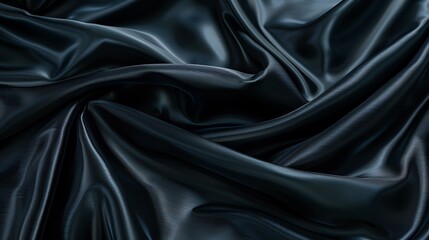 Fototapeta premium Luxurious Black Silk Elegance with Modern Twist and Subtle Folds - Side View Silk Background with Tetradic Color Scheme