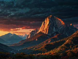 Majestic Mountain Sunset View