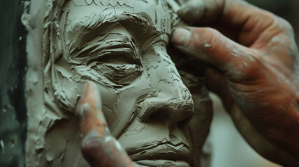 Artisan meticulously sculpting a detailed statue of a mythical figure.