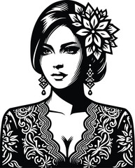 woman wearing kebaya silhouette